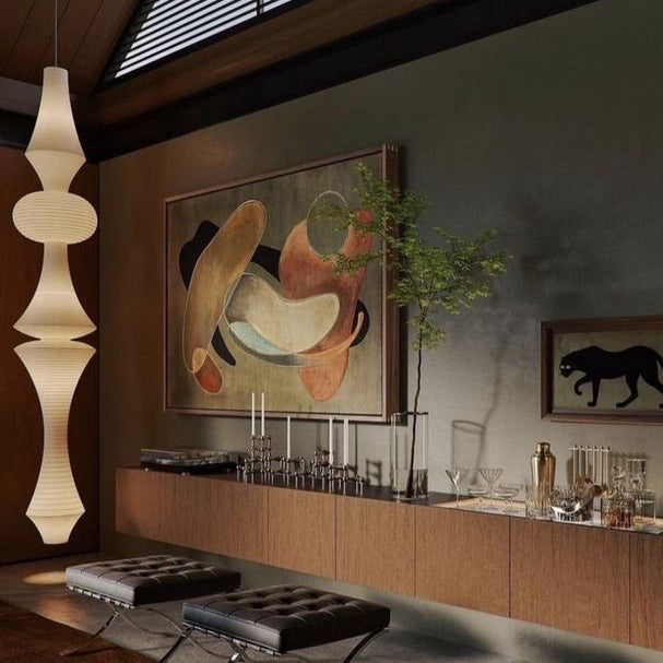 Sculptural Akari Rice Paper Pendant Lamp D