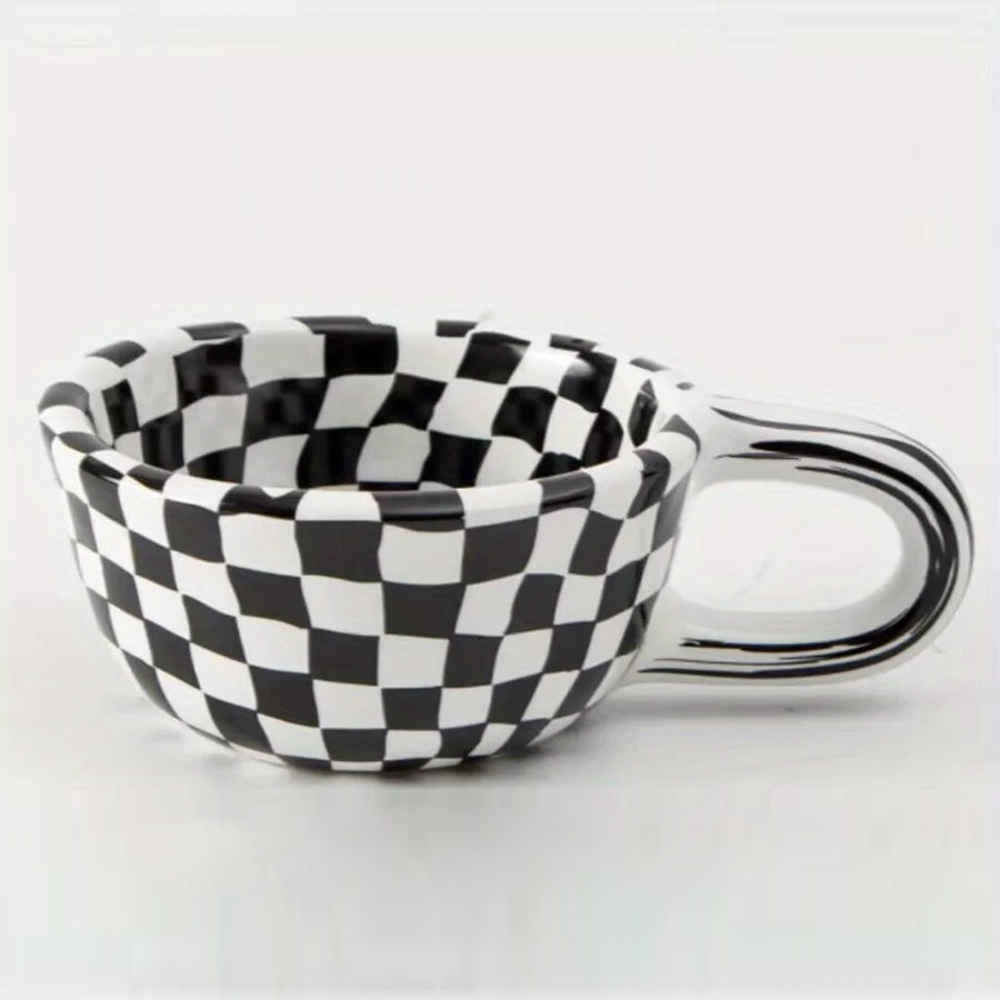 Checkered Ceramic Coffee Mug