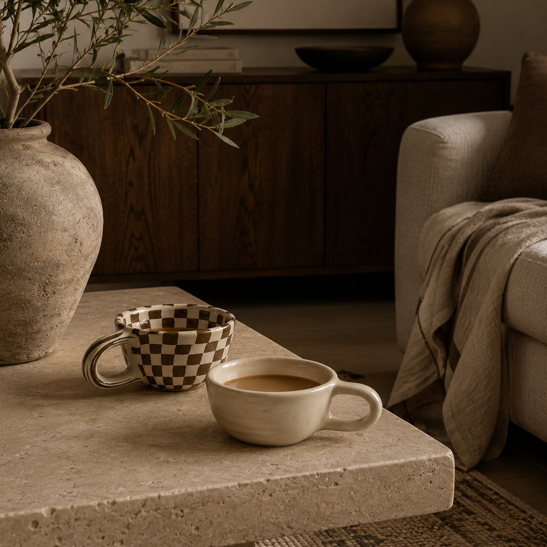 Checkered Ceramic Coffee Mug