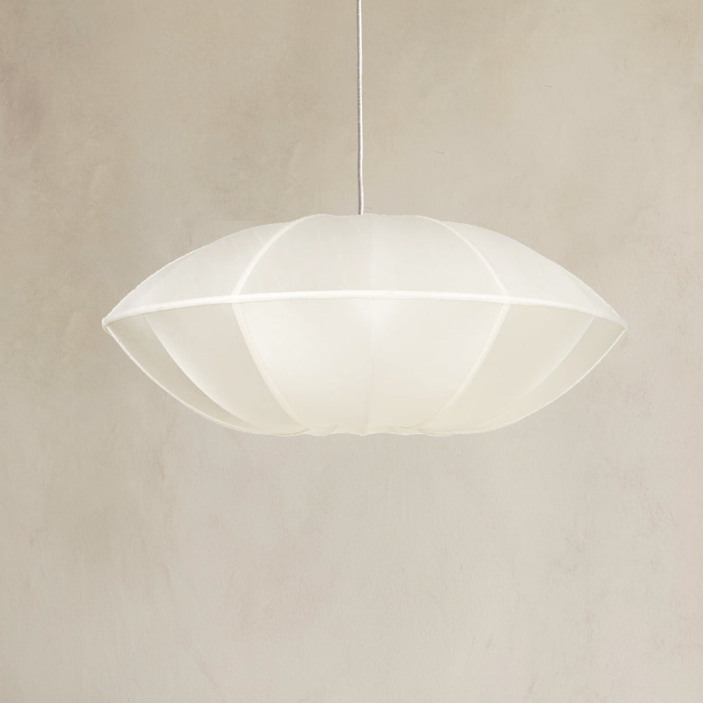 Disc Fabric Pendant Light - White