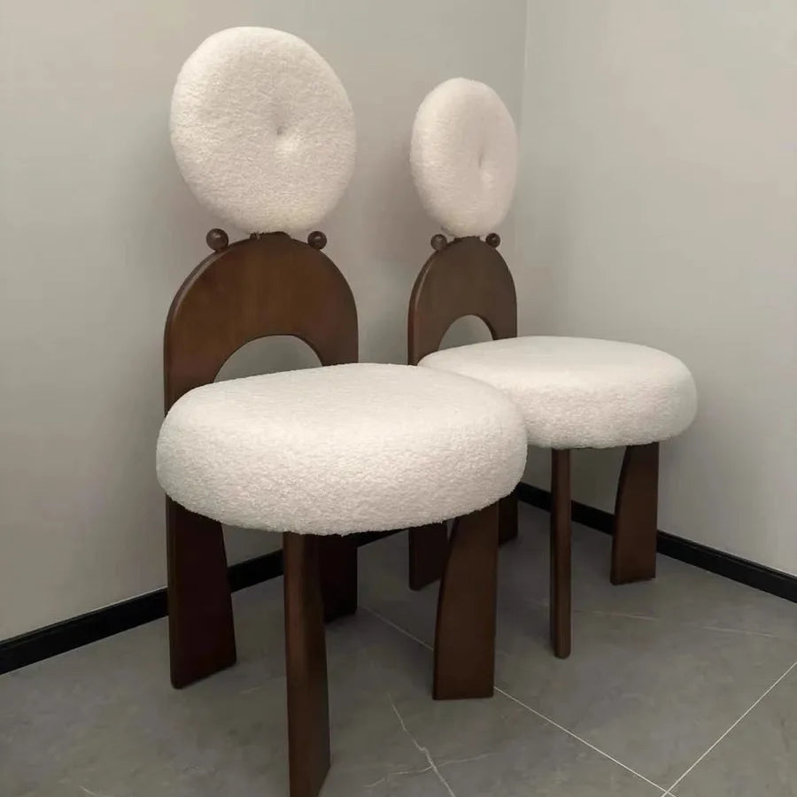 Gigi Boucle Wooden Round Dining Chair