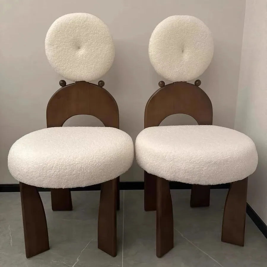 Gigi Boucle Wooden Round Dining Chair