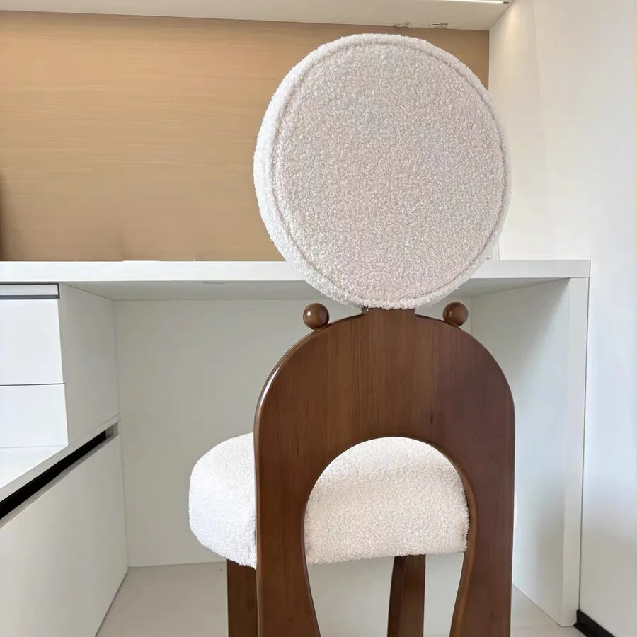 Gigi Boucle Wooden Round Dining Chair