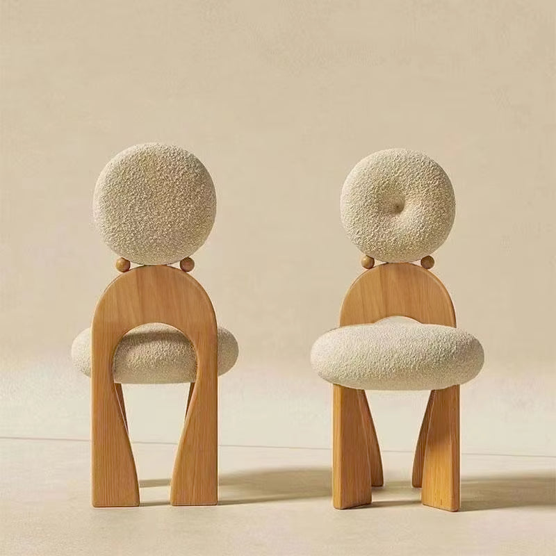 Gigi Boucle Wooden Round Dining Chair