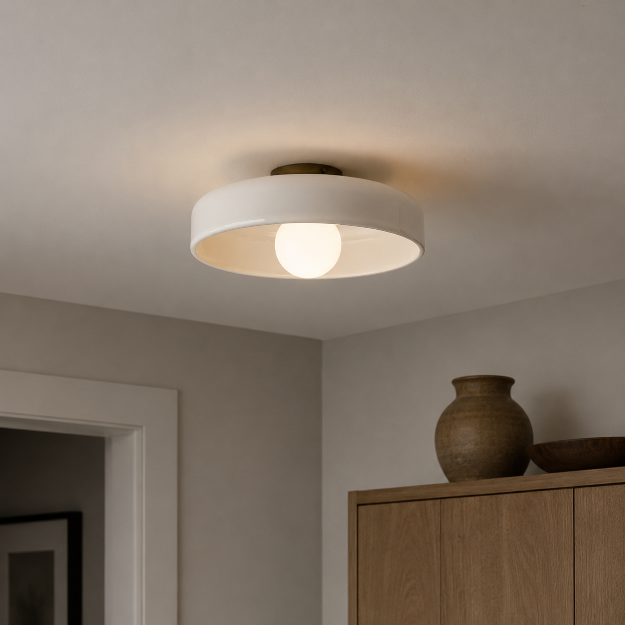 Retro Glass Ceiling Light - White
