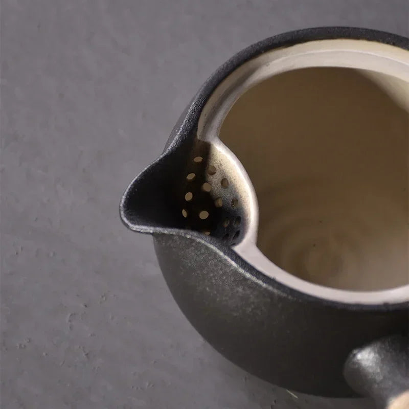 Black Ceramic Kyusu Teapot with Warmer