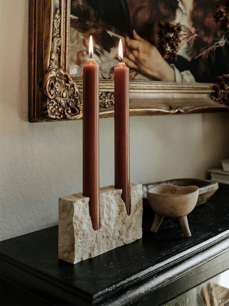 Travertine Candlestick Holder