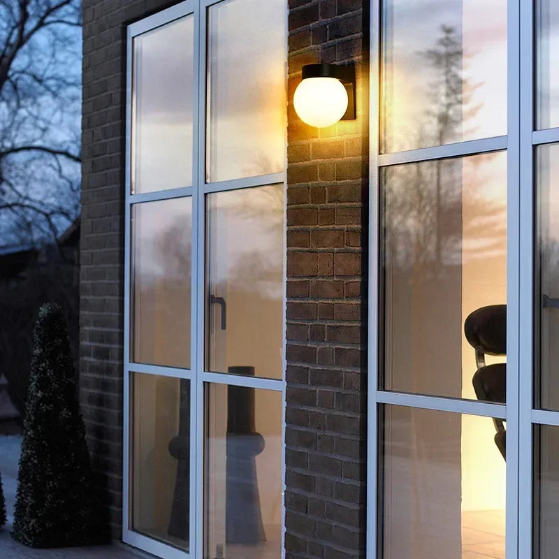 Outdoor Round Black Base Wall Light