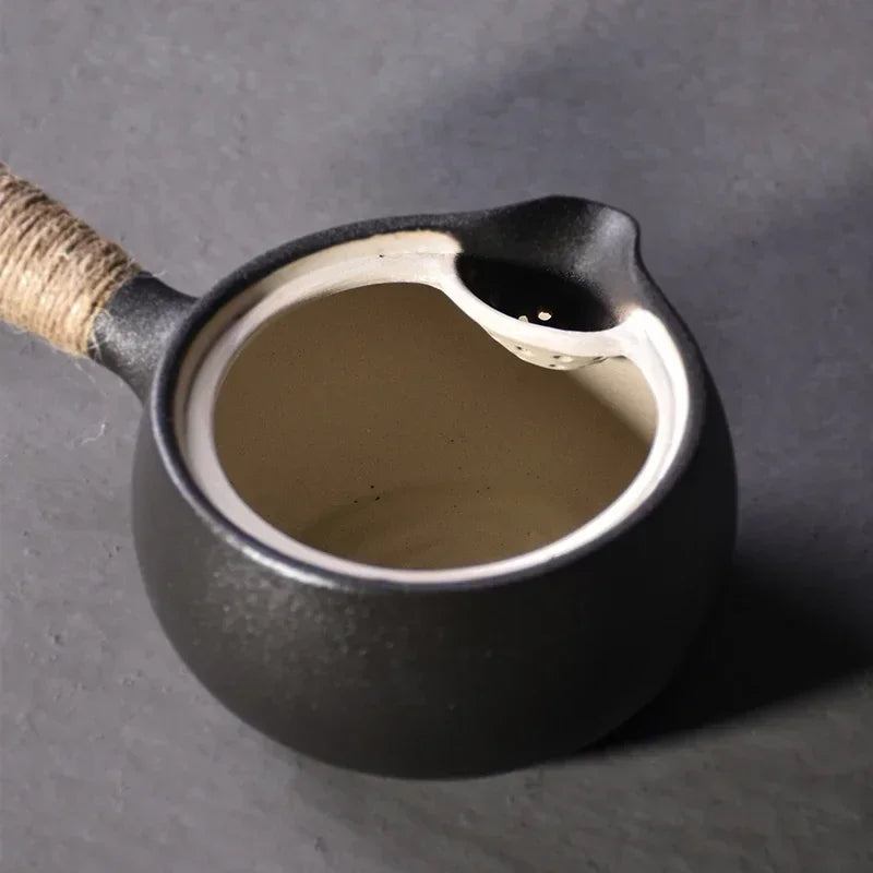 Black Ceramic Kyusu Teapot with Warmer