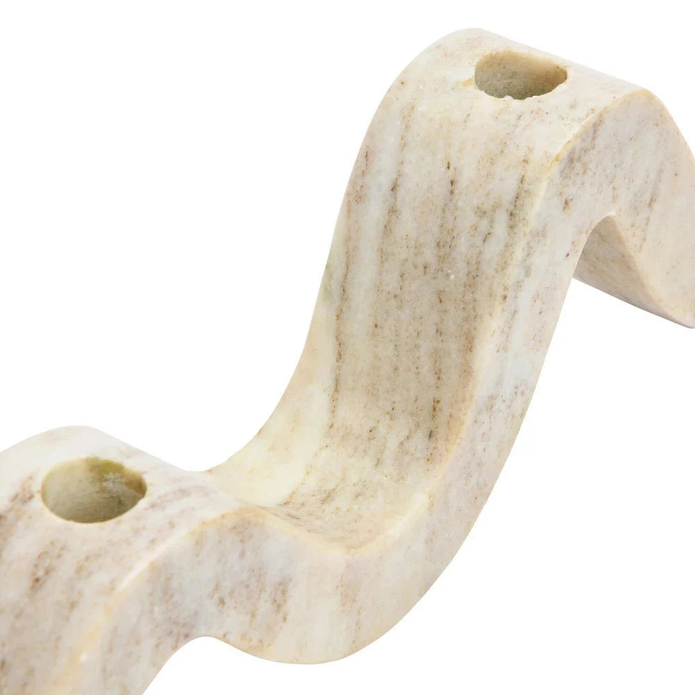 Travertine Wave Double Candle Holder