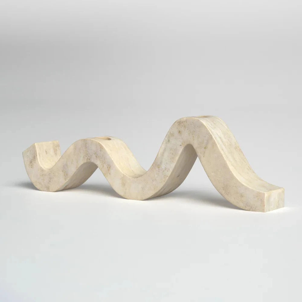 Travertine Wave Double Candle Holder