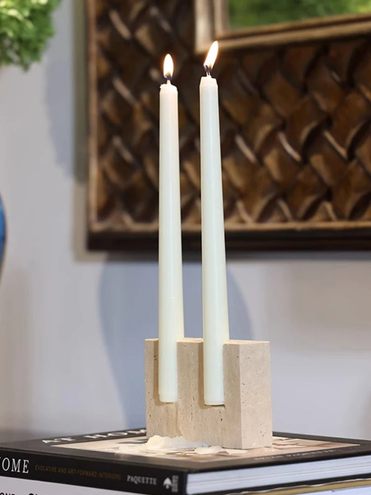 Travertine Candlestick Holder