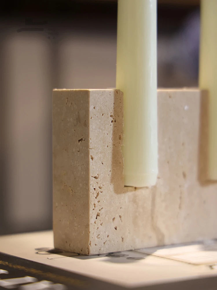 Travertine Candlestick Holder