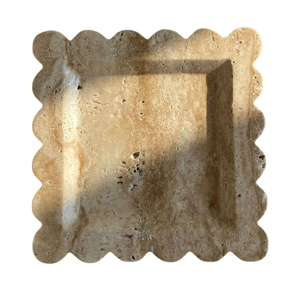 Scalloped Travertine Catch-all Dish