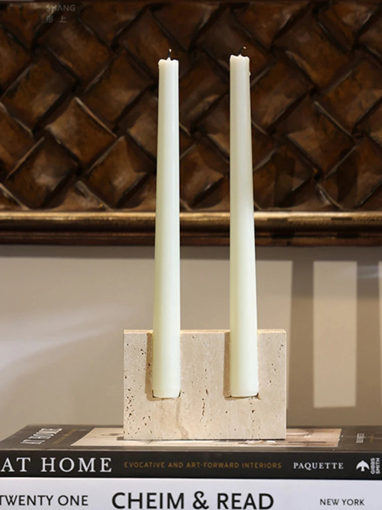 Travertine Candlestick Holder