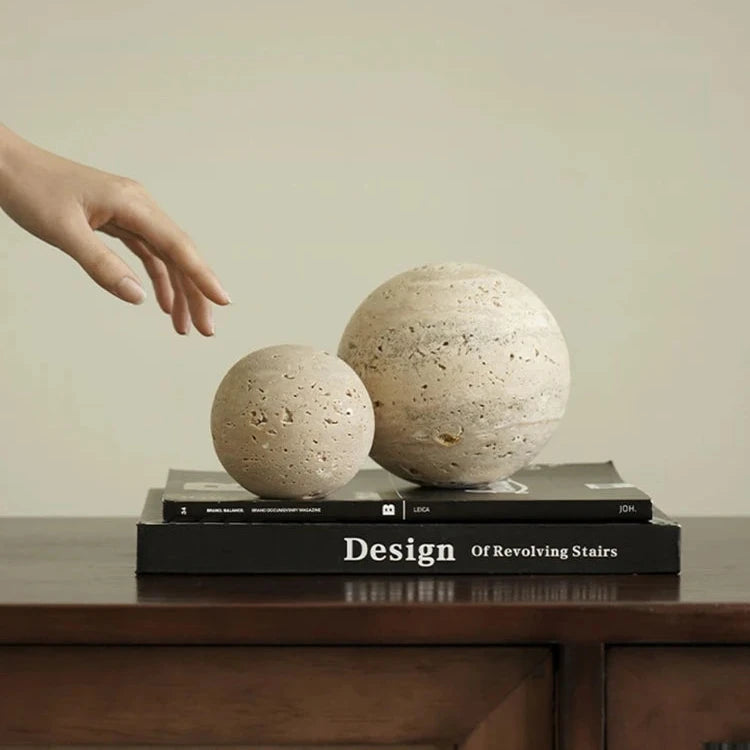 Travertine Round Table Weight Bookend