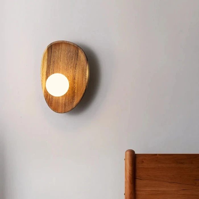 Wooden Wall Sconce Lamp - Round Oblong