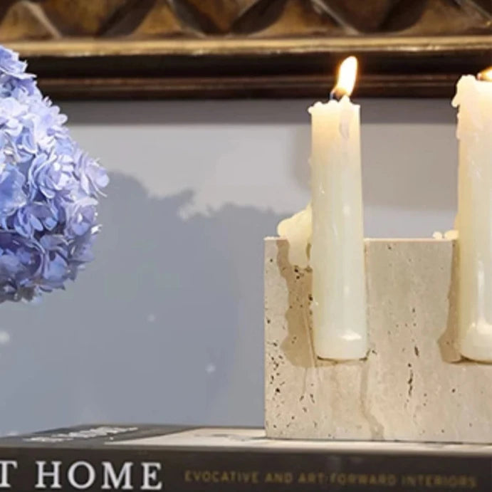 Travertine Candlestick Holder