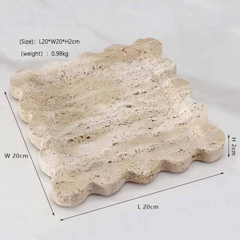Scalloped Travertine Catch-all Dish