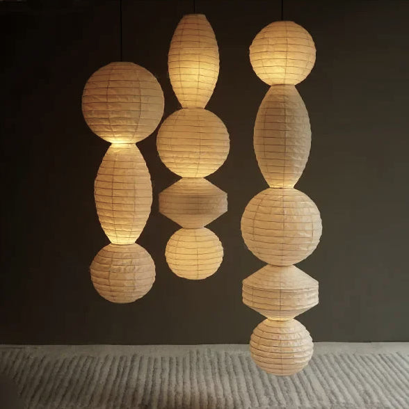 Sculptural Rice Paper Pendant Lamps