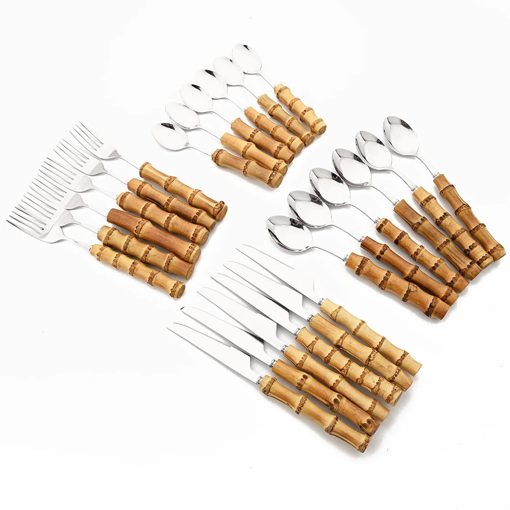 Bamboo Cutlery 24pc Set