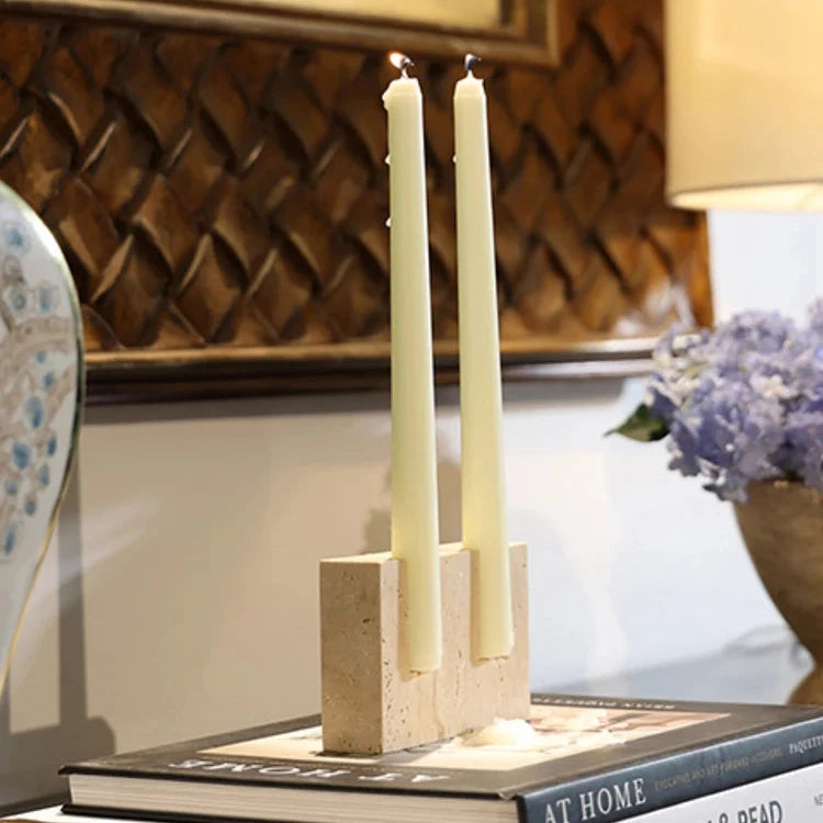 Travertine Candlestick Holder