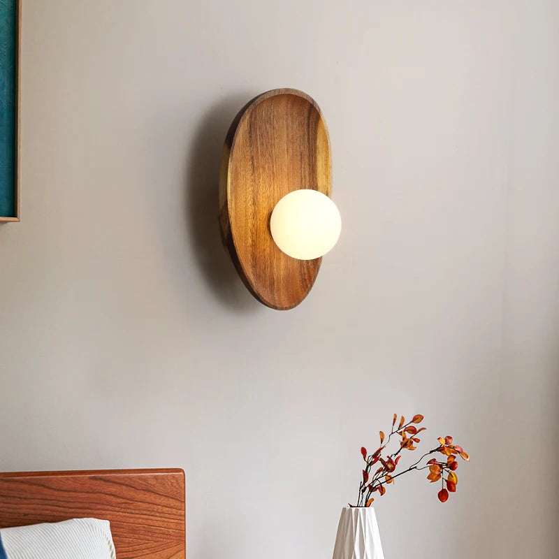 Wooden Wall Sconce Lamp - Round Oblong