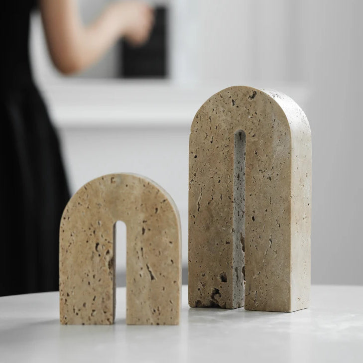 Travertine Arch Book Ends