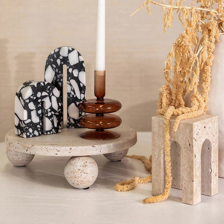 Travertine Sculptural Book Ends