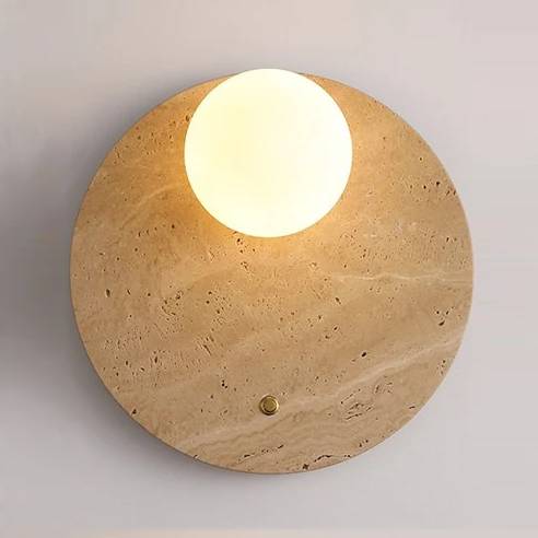 Travertine Round Wall Sconce Light