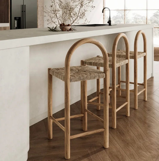 Arched Natural Woven Bar Chair