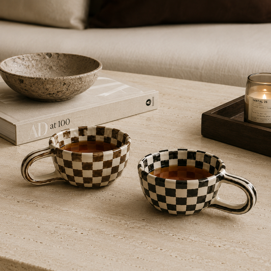 Checkered Ceramic Coffee Mug