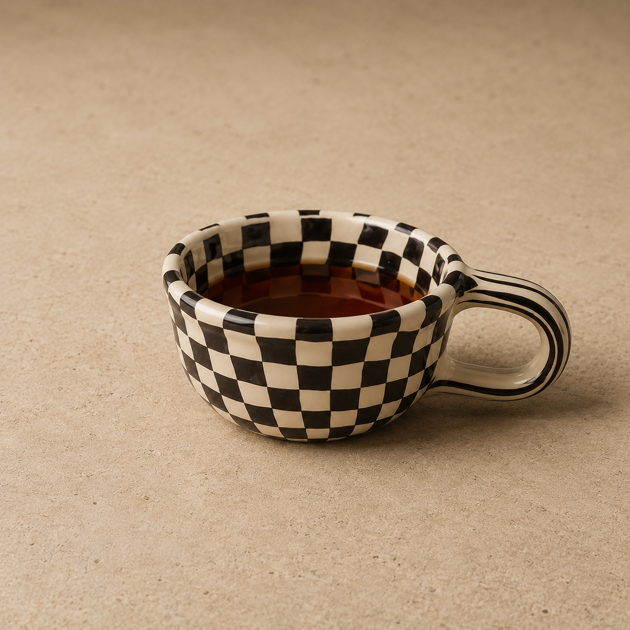 Checkered Ceramic Coffee Mug