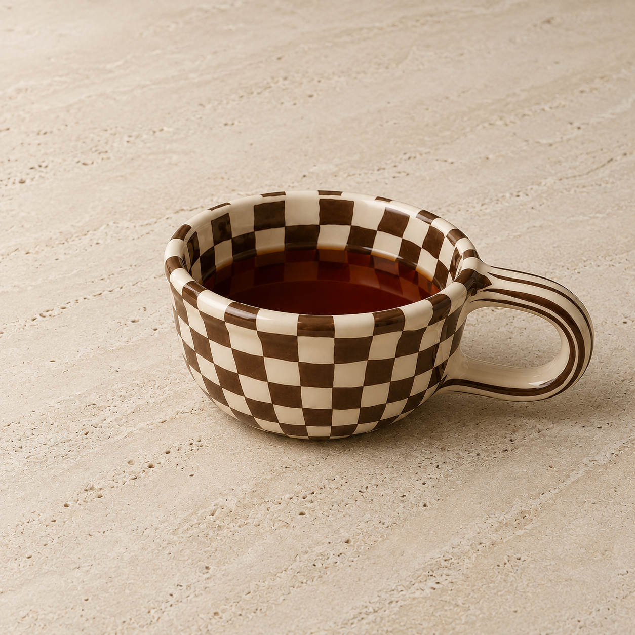 Checkered Ceramic Coffee Mug