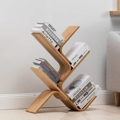 Curved Zigzag Wooden Bookshelf Tree