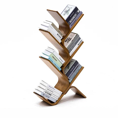 Curved Zigzag Wooden Bookshelf Tree