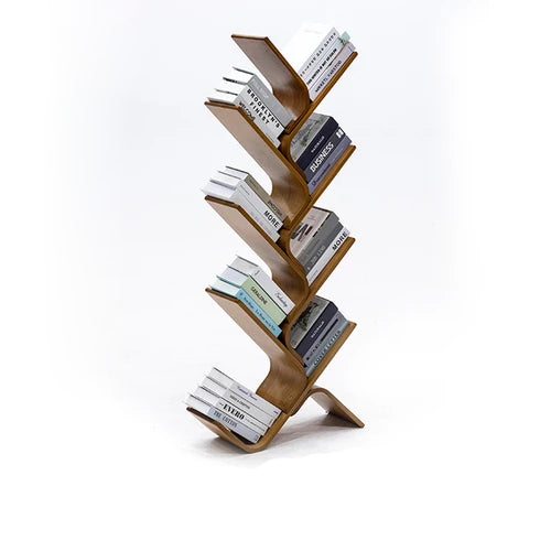 Curved Zigzag Wooden Bookshelf Tree