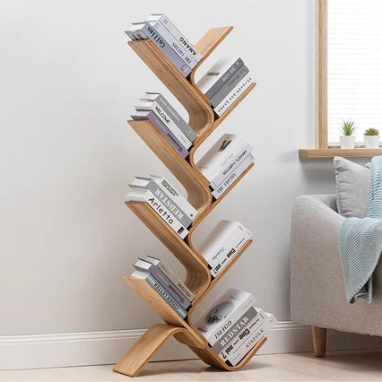 Curved Zigzag Wooden Bookshelf Tree