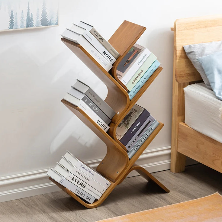 Curved Zigzag Wooden Bookshelf Tree