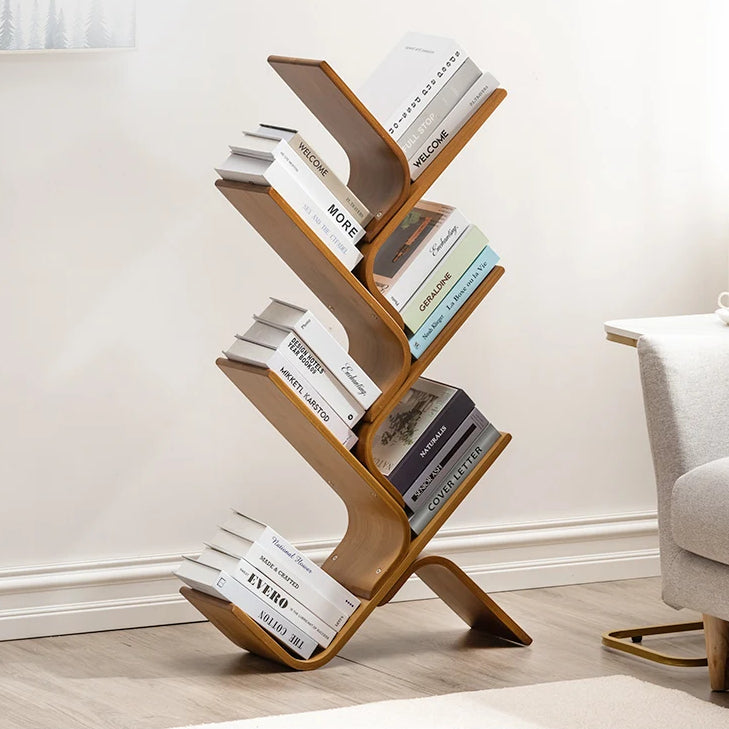 Curved Zigzag Wooden Bookshelf Tree