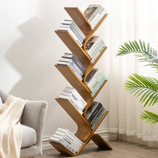 Curved Zigzag Wooden Bookshelf Tree