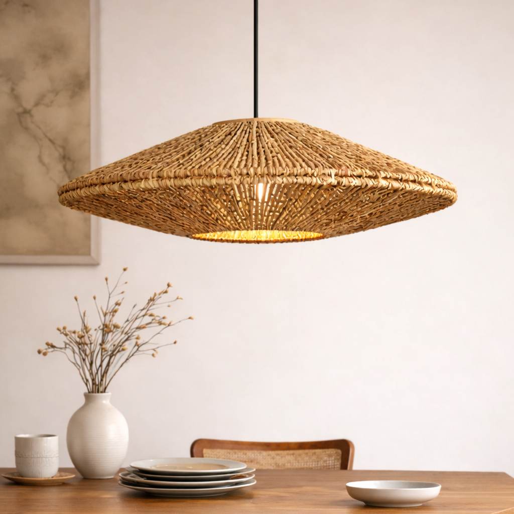 Natural Woven Disc Pendant Light