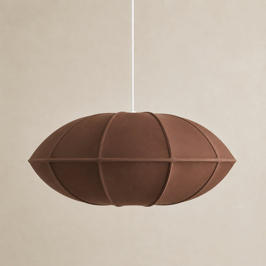 Disc Fabric Pendant Light - Brown