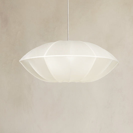 Disc Fabric Pendant Light - White
