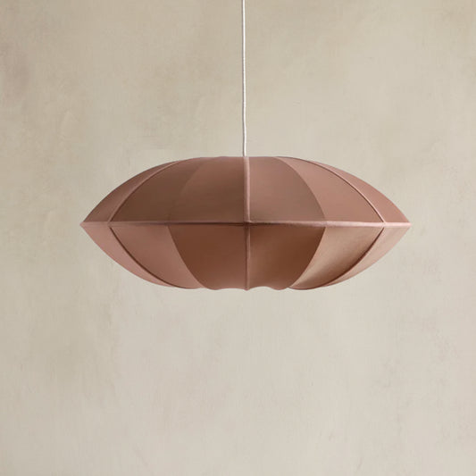 Disk Fabric Pendant Light - Brown