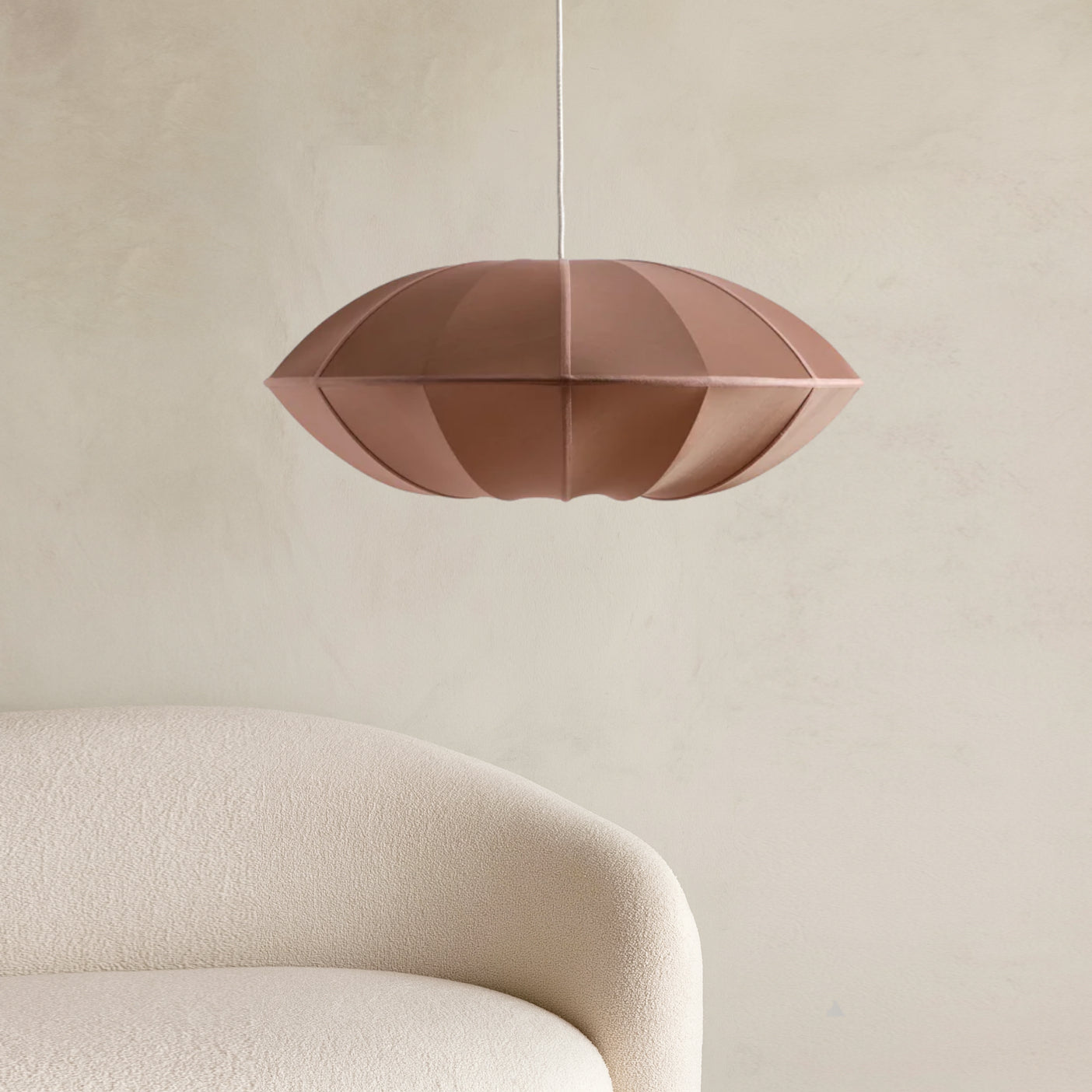 Disk Fabric Pendant Light - Brown