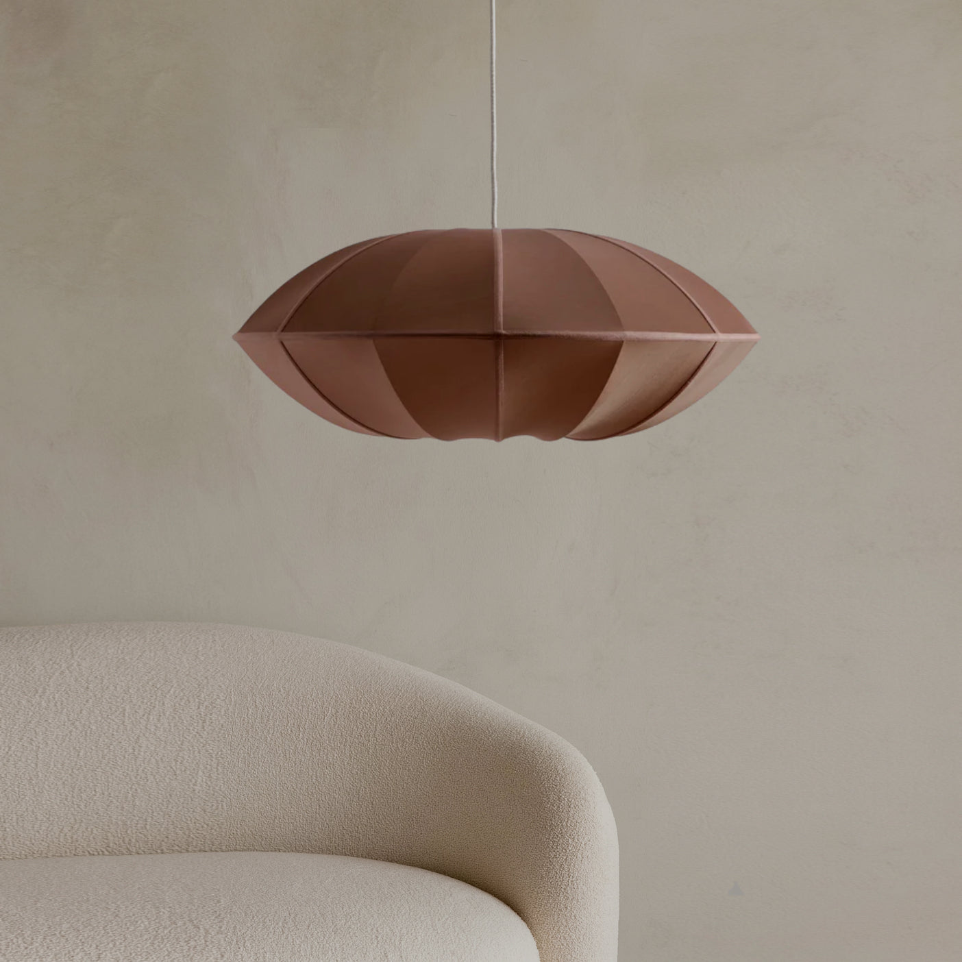 Disc Fabric Pendant Light - Brown
