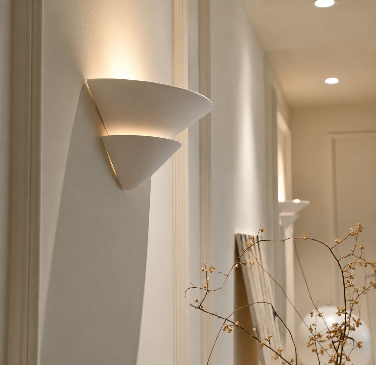 Double Layer White Gypsum Wall Lamp