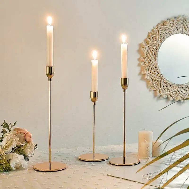 3pc Set of Gold Candle Holders