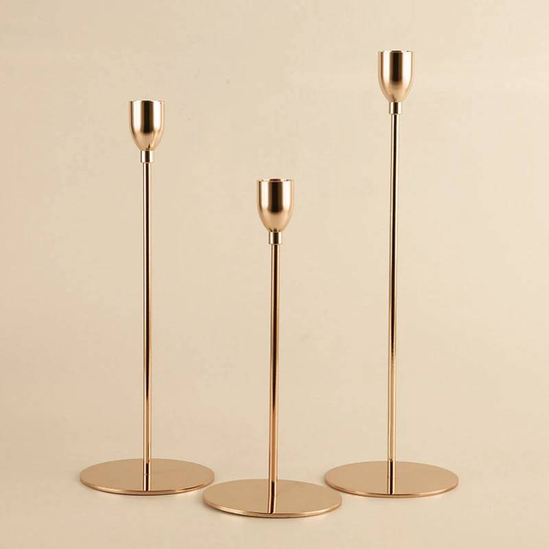 3pc Set of Gold Candle Holders